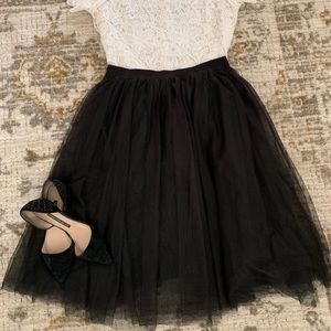 Black tulle midi skirt - large